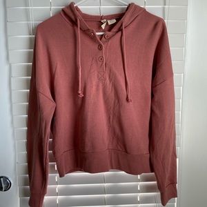 salmon colored hoodie
